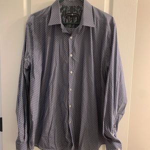 Stone Rose Navy and White Polka Dot Button Up Shirt Size 5 (about a size L-XL)